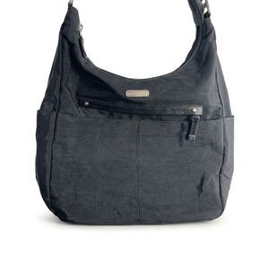BAGGALLINI Large Black Washable Hobo Travel Purse